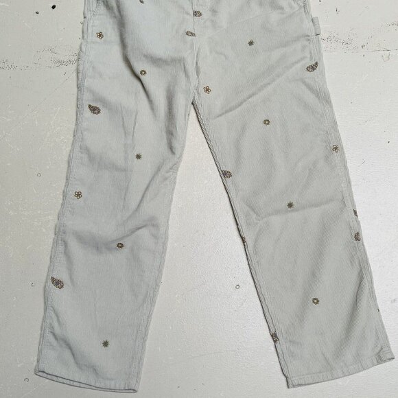 Vans Overalls Womens Medium Corduroy Floral Emroidered Ground Work Skate Party - Picture 2 of 12